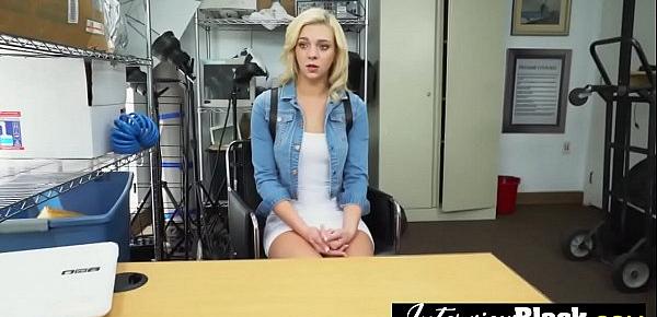  Nasty BBC deep throat by a petite blonde cutie during a fake interview.